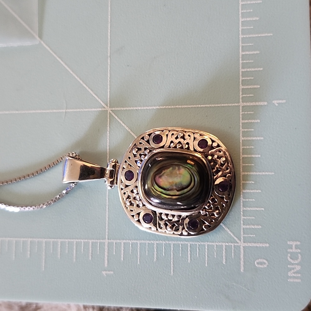 JTV Ablone Pendant With Stone Accents